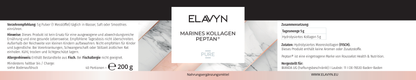 ELAVYN Marines Kollagen PEPTAN® Etikett mit Zutaten und Nährwerten