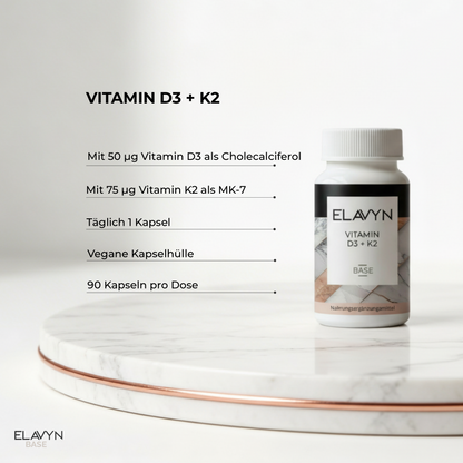 ELAVYN Vitamin D3 + K2 Kapseln mit all-trans MK-7 und D3